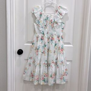 Janie and Jack Girls Size 12 floral dress (lined) with flutter sleeves